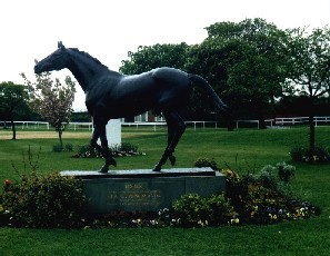 Estatua de Red Rum a la entrada del Hipdromo de Aintree