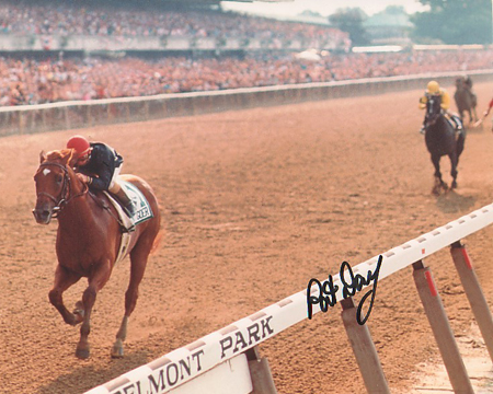 Easy Goer winning the Belmont Stakes, photo Thoroughbredmemories.com